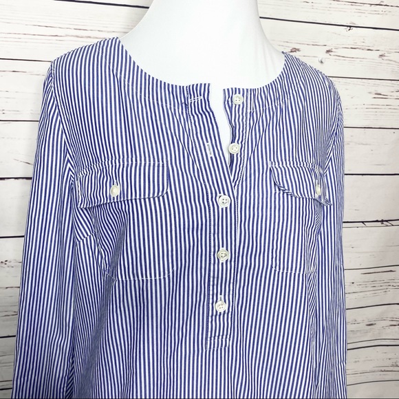 Vineyard Vines Blue & White Striped Popover Top Size Small - Picture 5 of 12